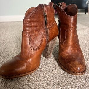 Frye Cognac Leather Ankle Booties